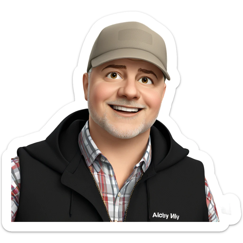 smiling boy in plaid outfit sticker