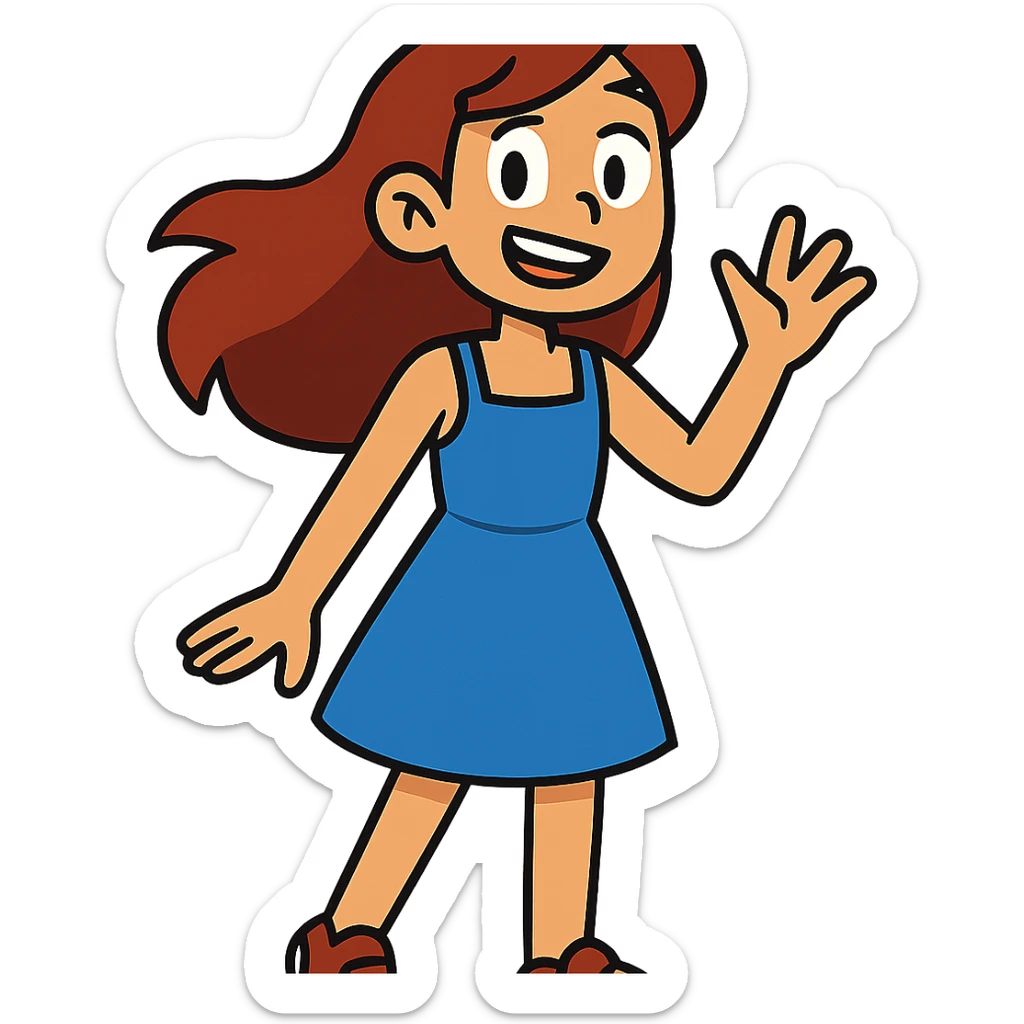teen girl in a blue dress sticker