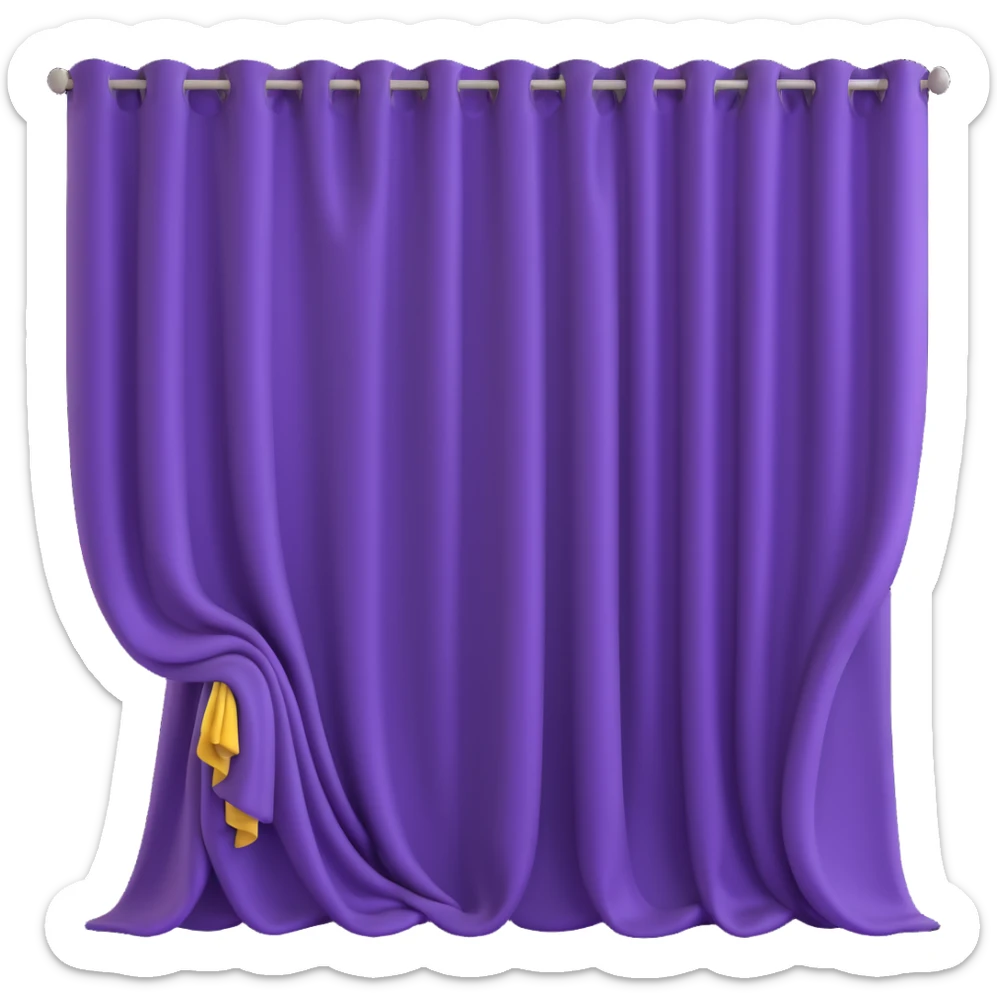 A purple curtain hanging down, made of soft fabric, slightly wrinkled or flowing sticker
