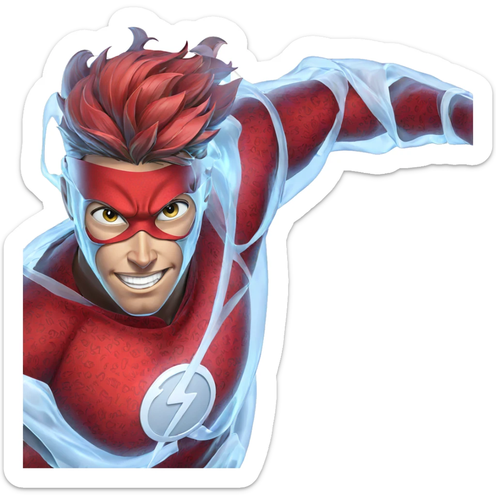 smiling boy with mask sticker