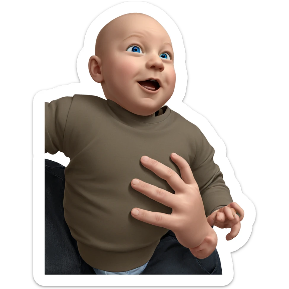 bald man with blue eyes sticker