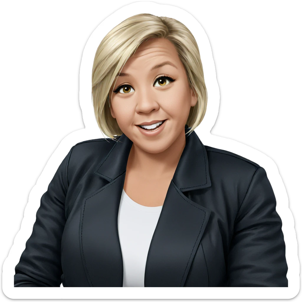 blonde girl in black jacket sticker