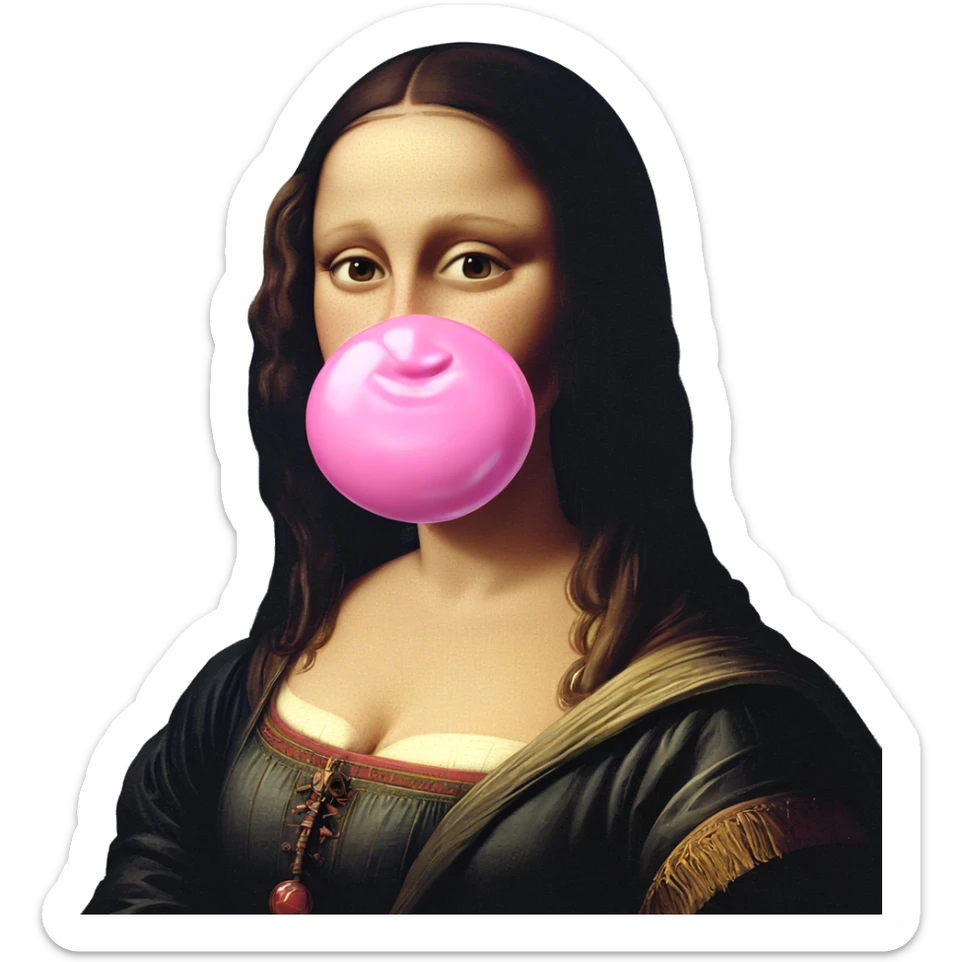 girl blowing bubble gum sticker