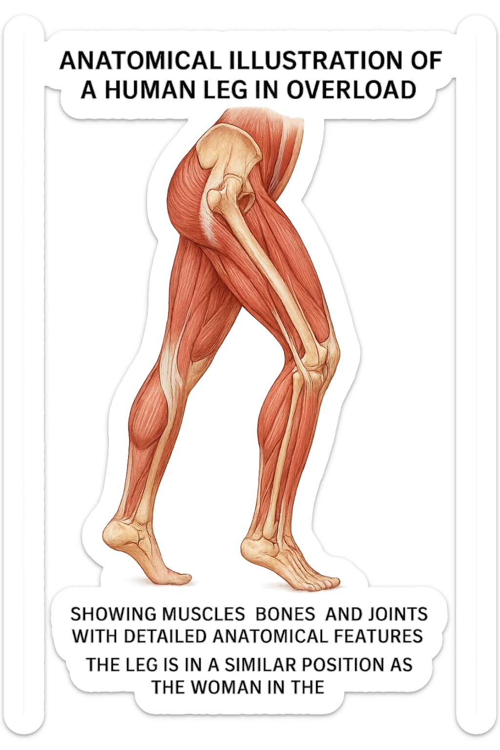FOTO IDENTICA PRENDI SPUNTO DALLA FOTO E FAMMI A LIVELLO ANATOMICO LA GAMBA IN SOVRACCARICO sticker