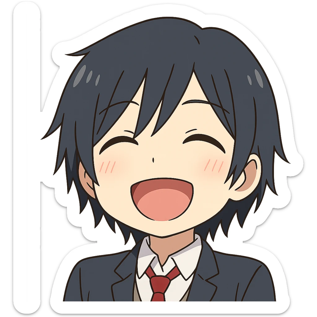 Anime-style emoji combining Hiro from 'Darling in the Franxx', Miamur from 'Horimiya', and Kanata Asai from 'Ovation Moments' sticker
