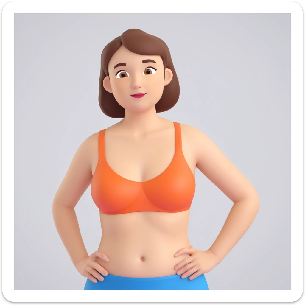 realistic 3D medical style image of a woman with PCOS, evident hirsutism on face and abdomen, clinical details, neutral background, portrait aspect ratio 2:3 sticker