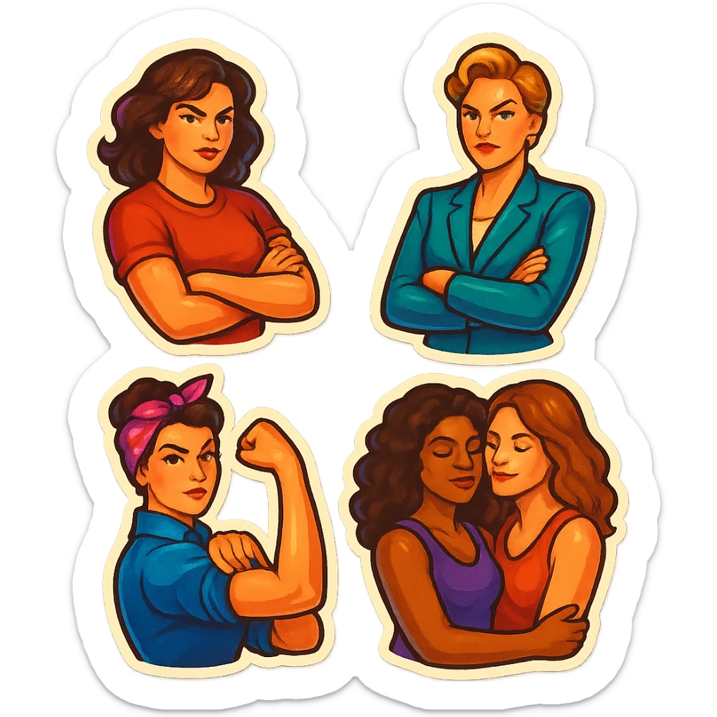 lesbian sticker pack - women who made it for women who love women - bossy dominative style, powerful sticker