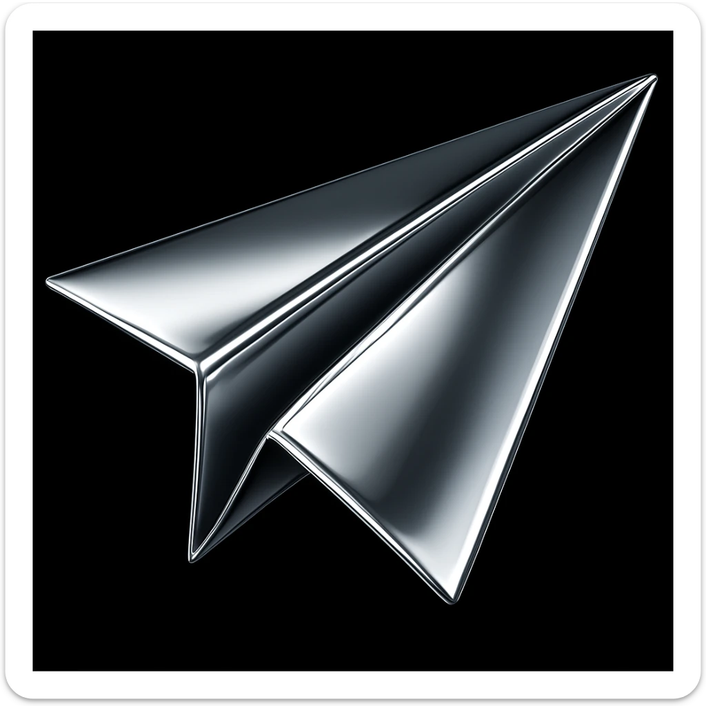 paper airplane in chrome style colorful sticker