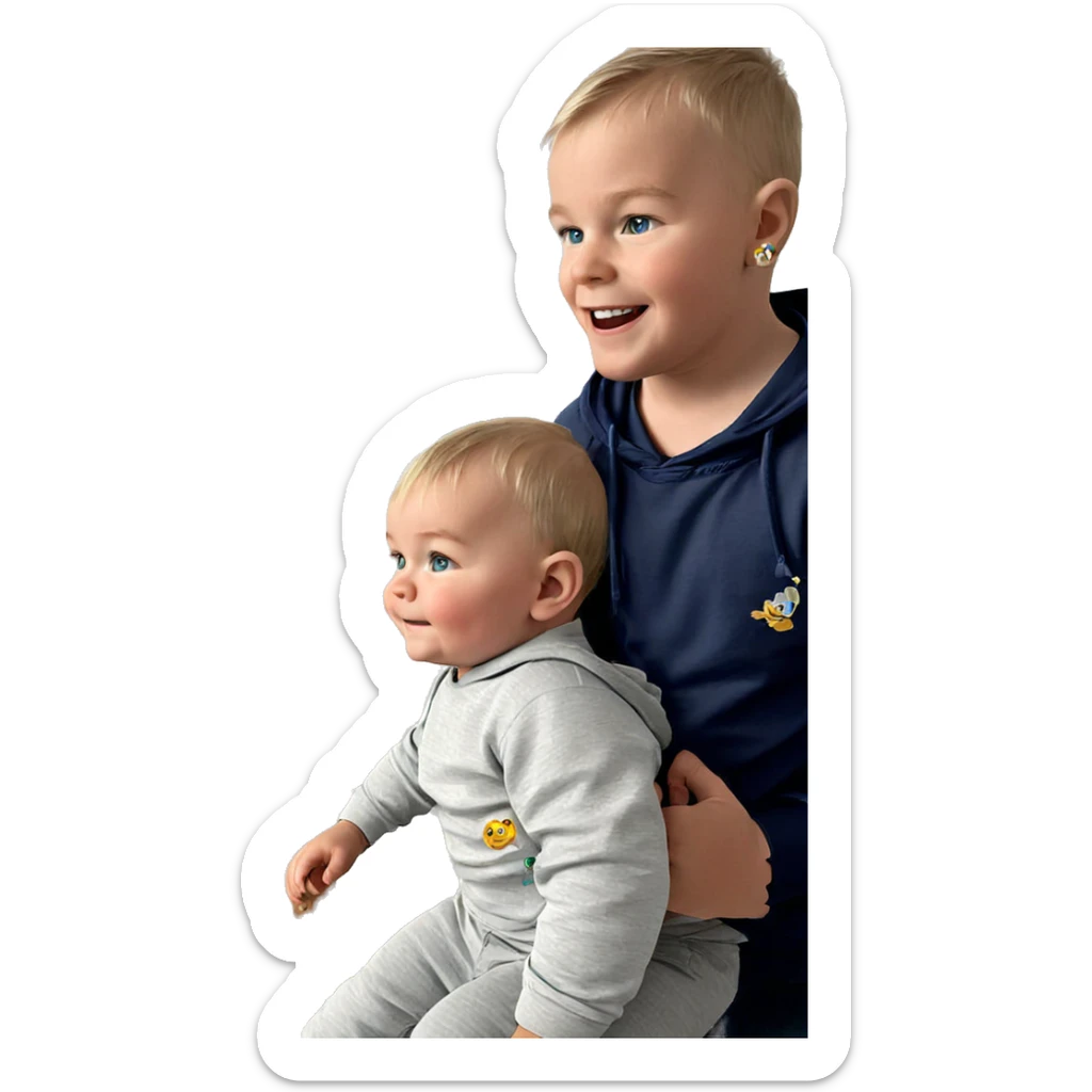 baby boys with flowers sticker