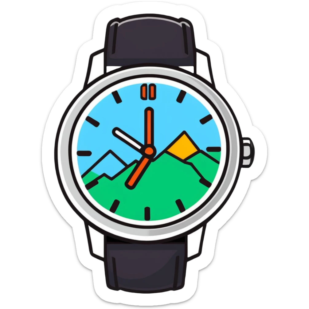 Swiss wealth manager with Alps background, Swiss watch, and financial charts sticker