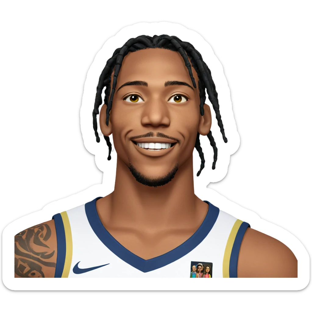 smiling boy with dreadlocks sticker