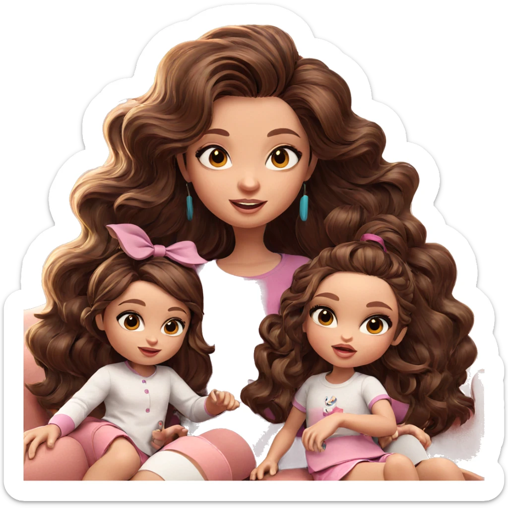 girl with brown hair indoors sticker