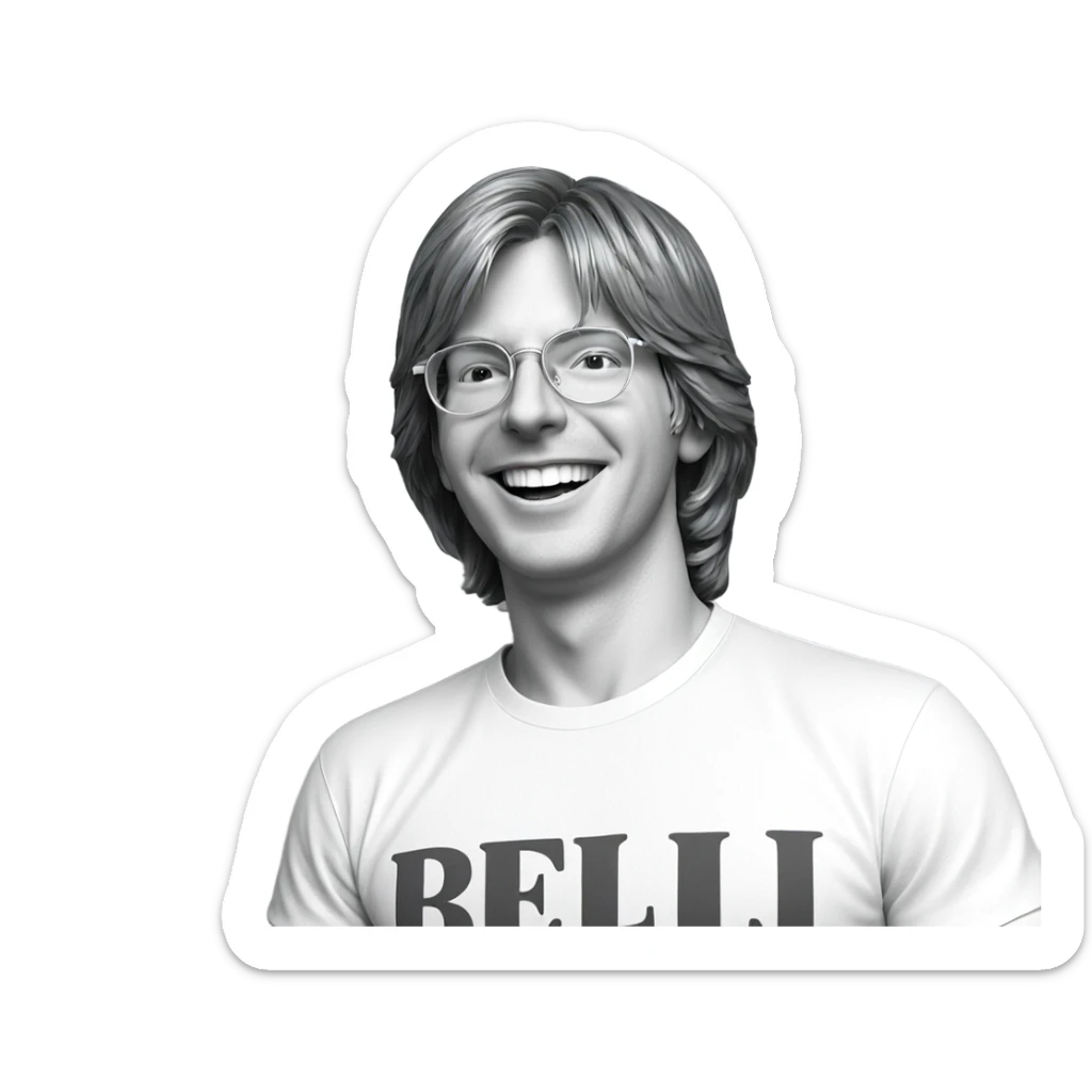 smiling boy in monochrome shirt sticker