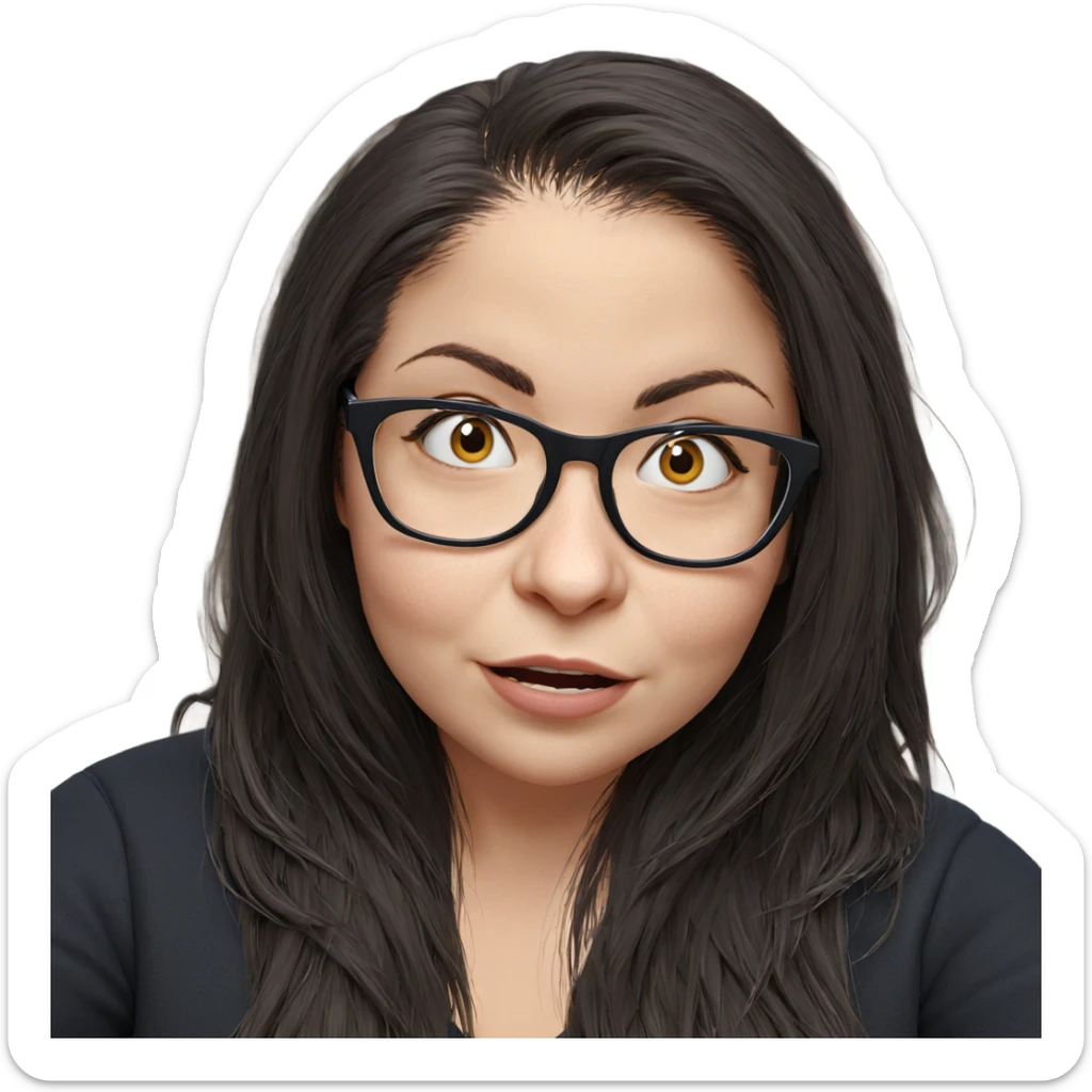 girl with glasses and long hair sticker