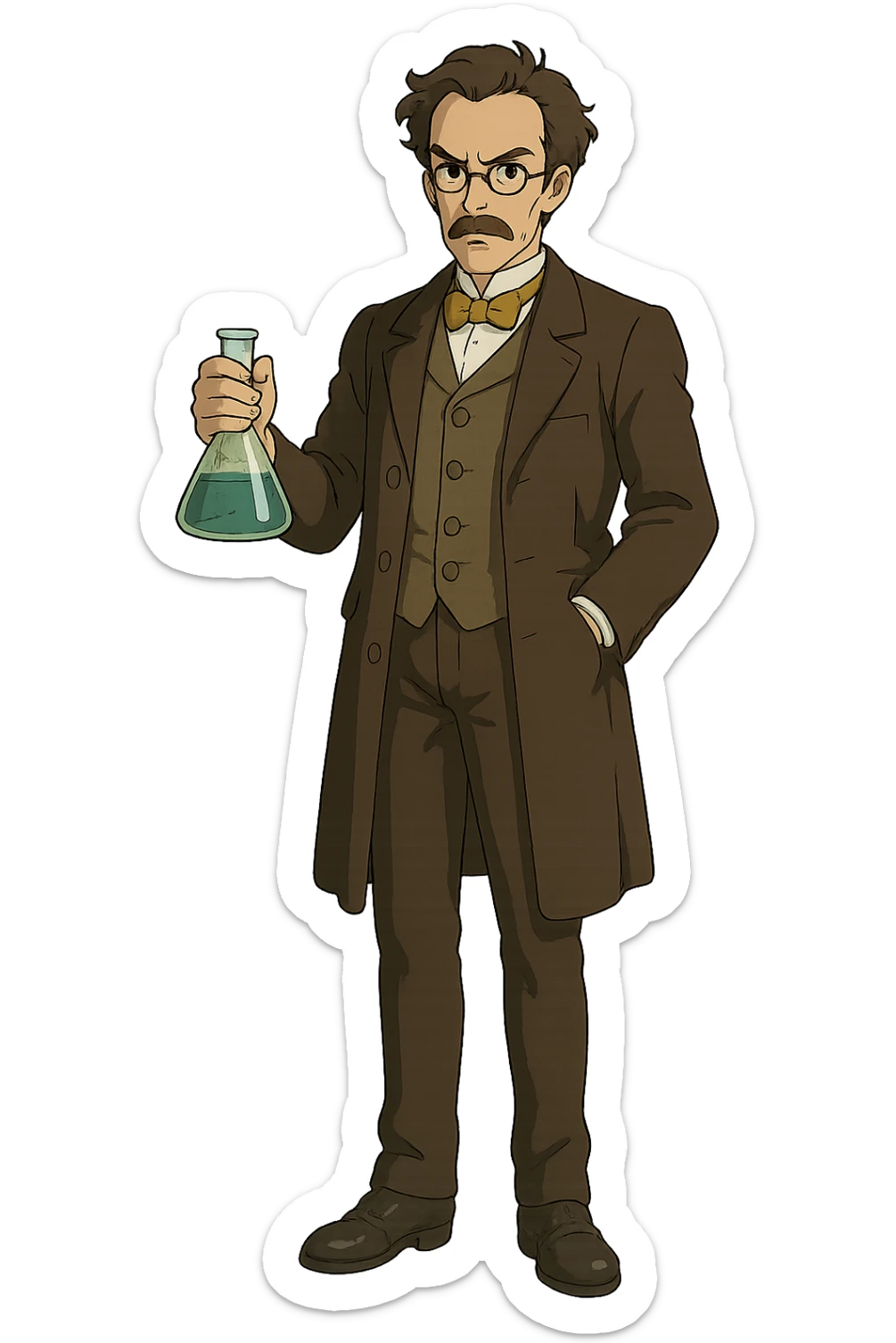 the full body of A victorian scientist looking serious sticker