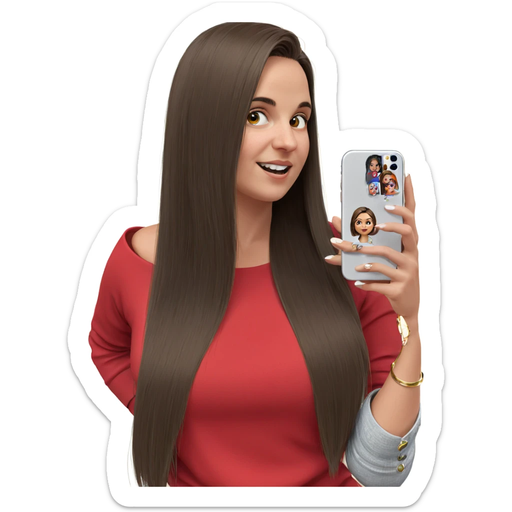 girl with phone and earrings sticker