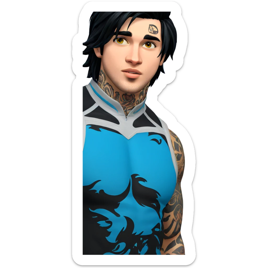 tattooed boy with black hair sticker