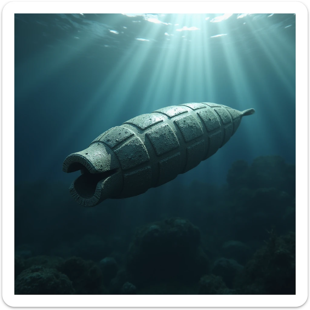 torpedo, detailed texture, realistic lighting, underwater scene sticker