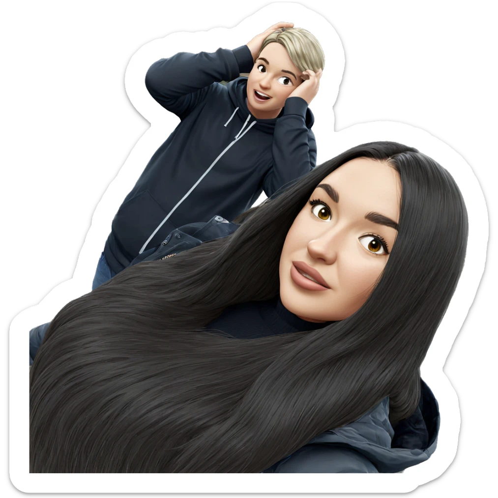 outdoor gaze of two friends sticker