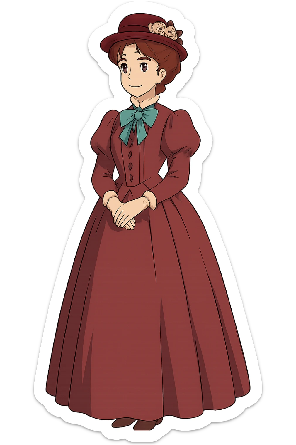 the full body of a stereotypical victorian young  wealthy women sticker