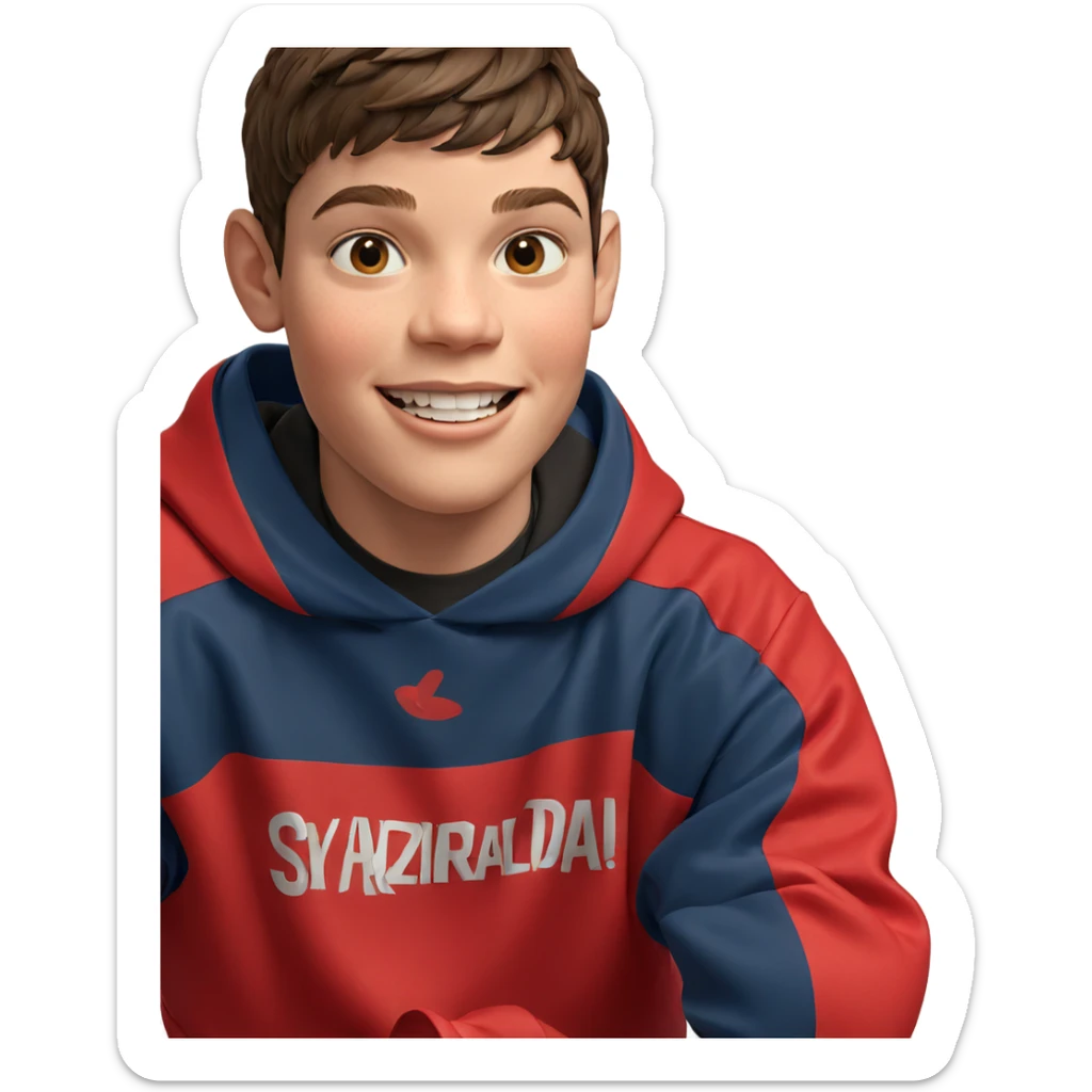 smiling boy with brown hair sticker