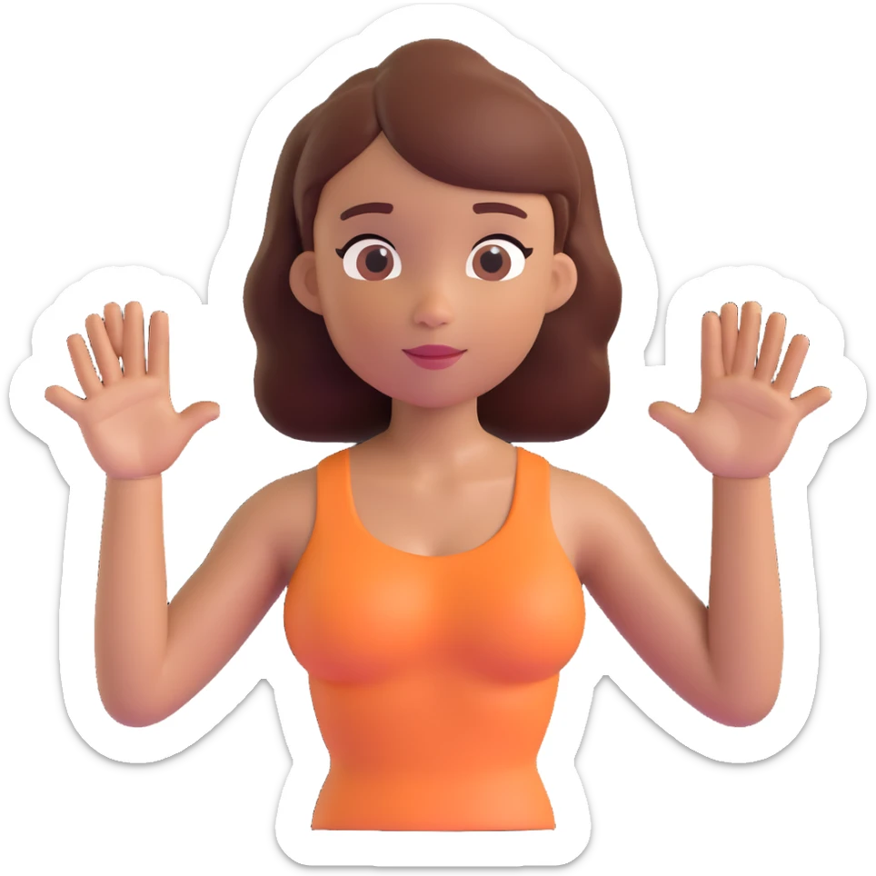 Slightly increase the volume of the upper body of the girl, spread them far apart from each other, make the skin color the same for both characters, keep the cartoonish 3D style. sticker