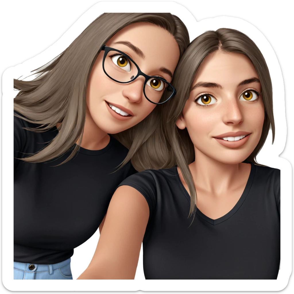 smiling girls in casual style sticker