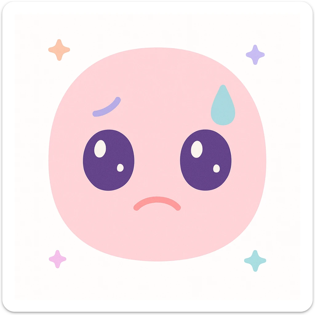a face showing stress about the future but still going with the flow, with worried eyes, a small tense smile, and a sweat drop, in a style that balances anxiety and acceptance sticker