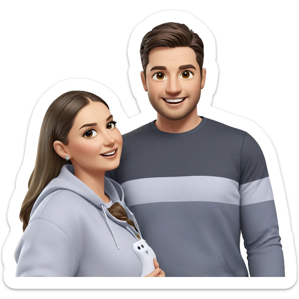 smiling couple under bright light sticker
