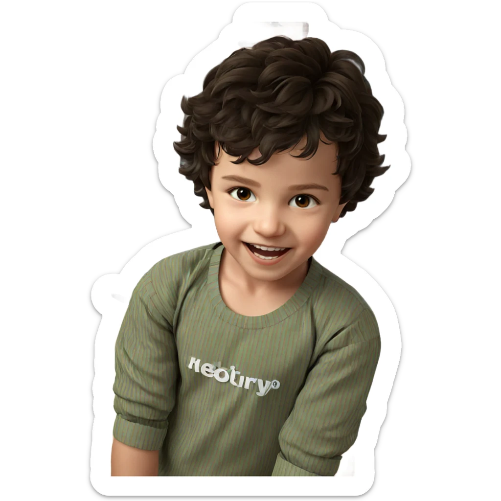 smiling boy in indoor shirt sticker