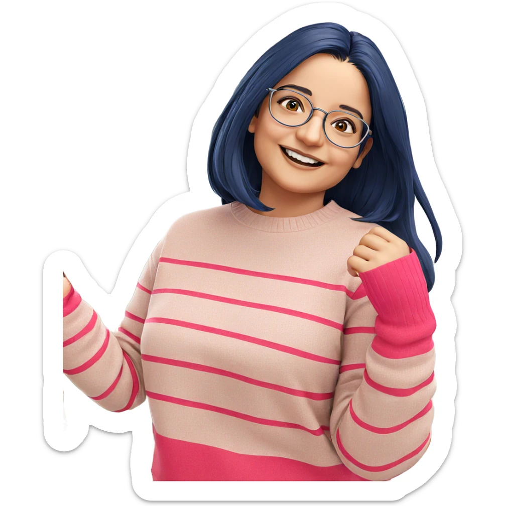 smiling girl with glasses sticker