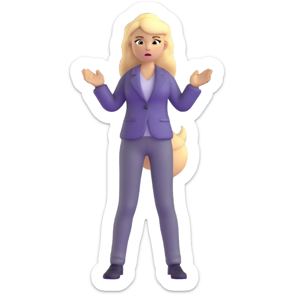 furious blonde teacher full body no glasses, long blonde hair sticker