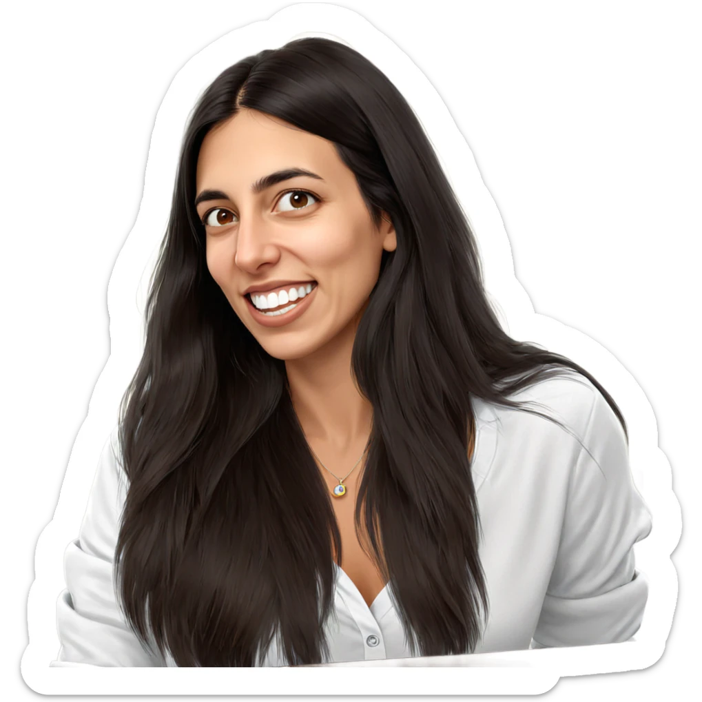 smiling girl in white shirt sticker