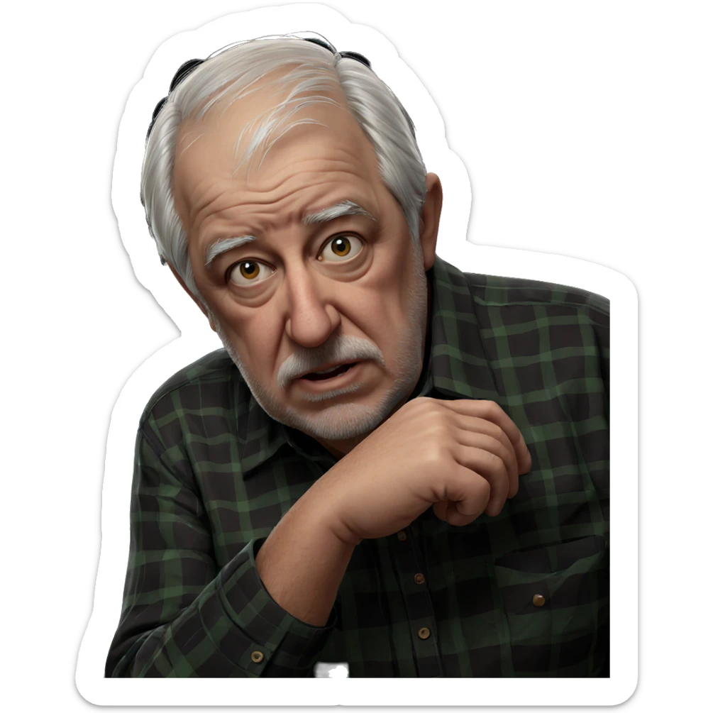 old man in plaid shirt sticker