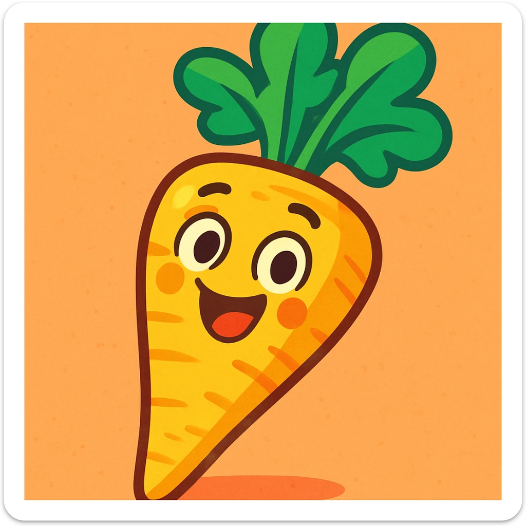 a parsnip, cartoon style, colorful, playful sticker