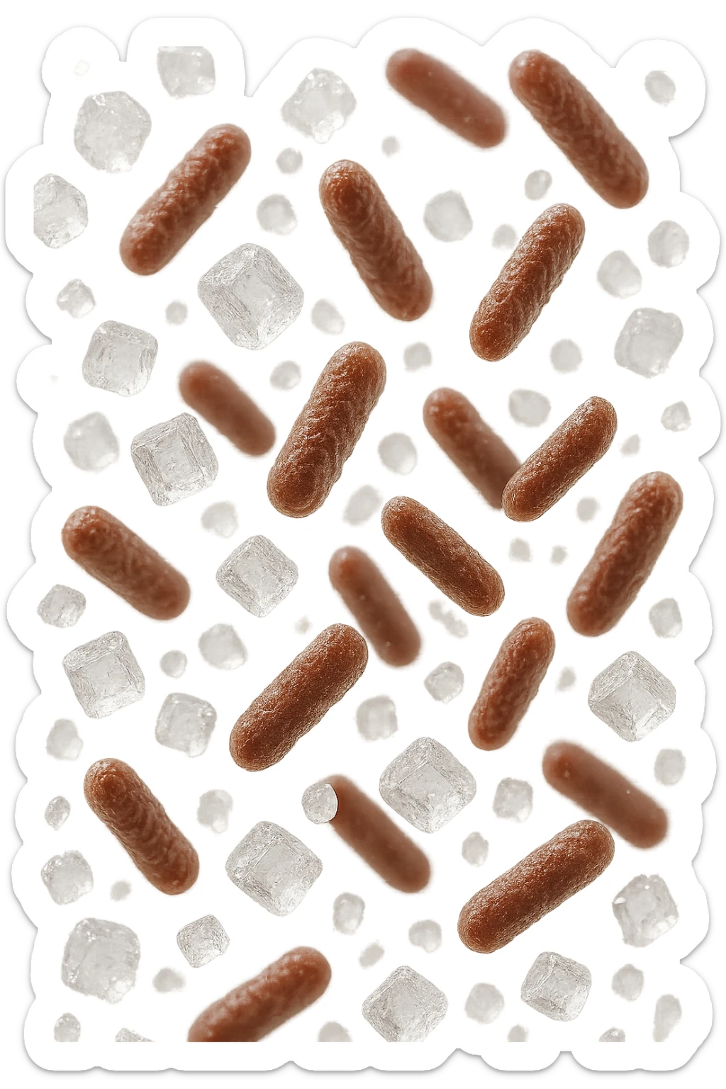 ZOLLETTE DI ZUCCHERO FLUTTUANO IN ARIA INSIEME A BATTERI INTESTINALI REALISTICI
IPERREALISTICO 4K, SFONDO BIANCO sticker