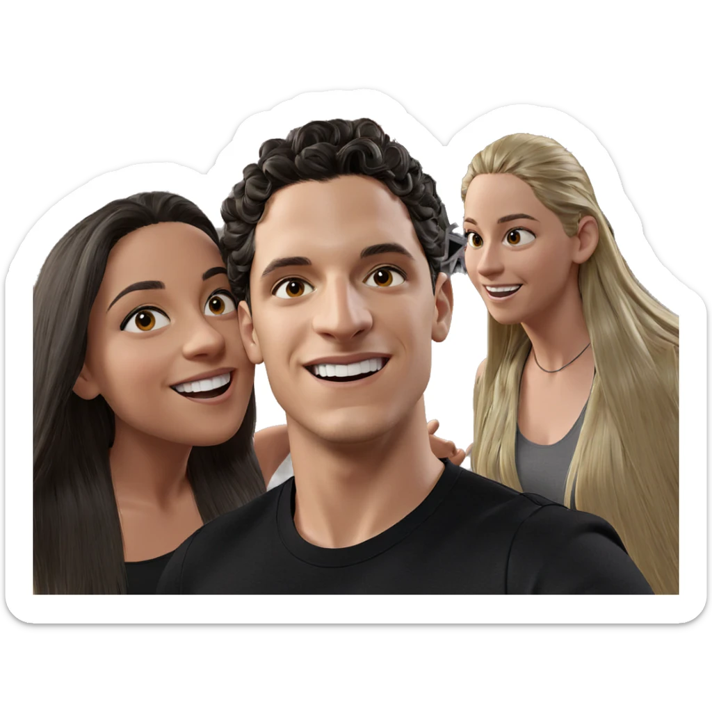 smiling girls in the city sticker