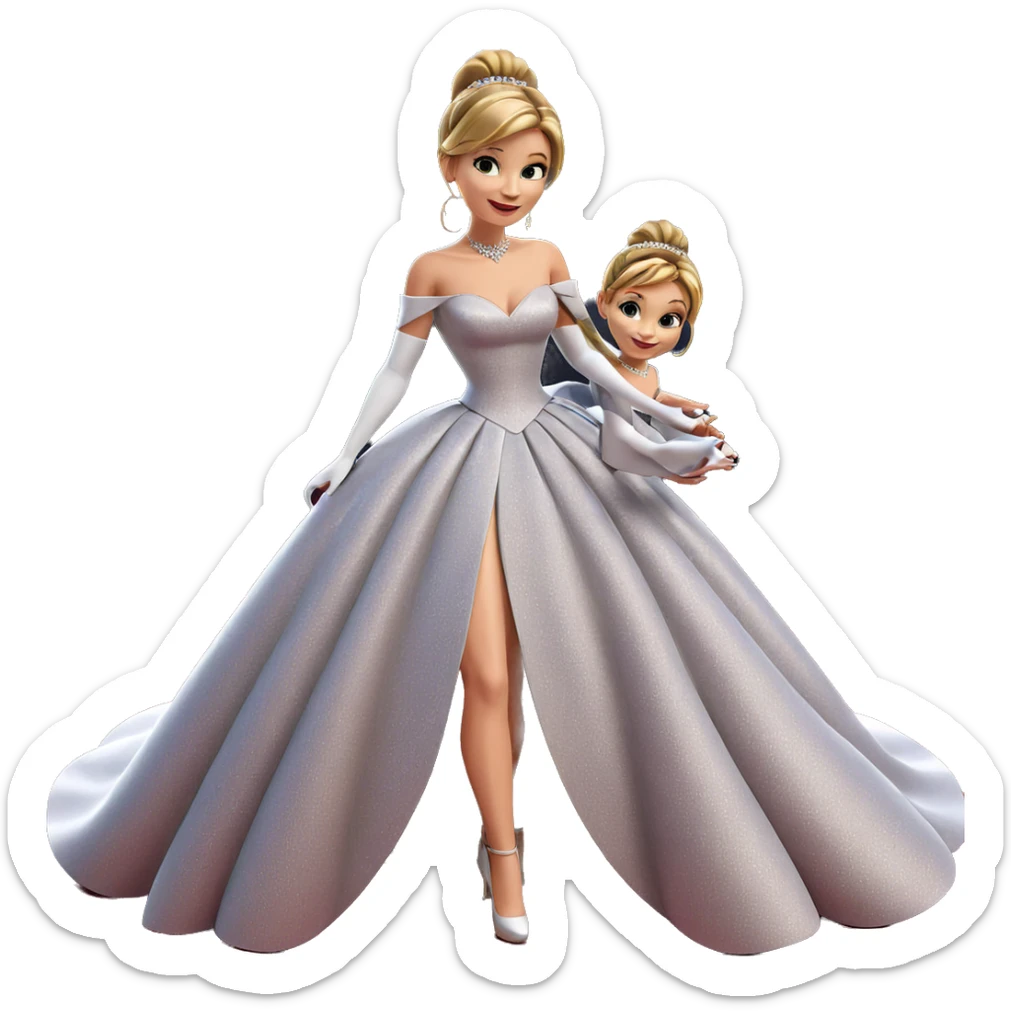 sisters in elegant gowns sticker