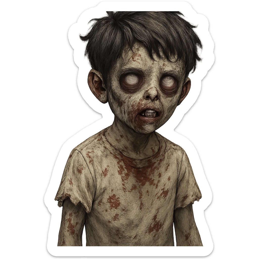 boy zombie with dark hair and white shirt, variation 4 sticker