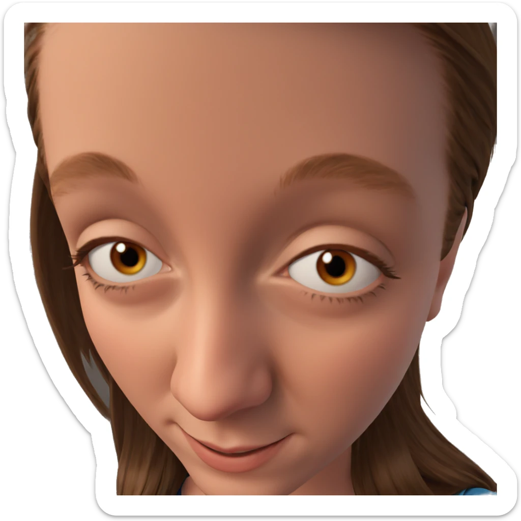 smiling girl with brown hair sticker