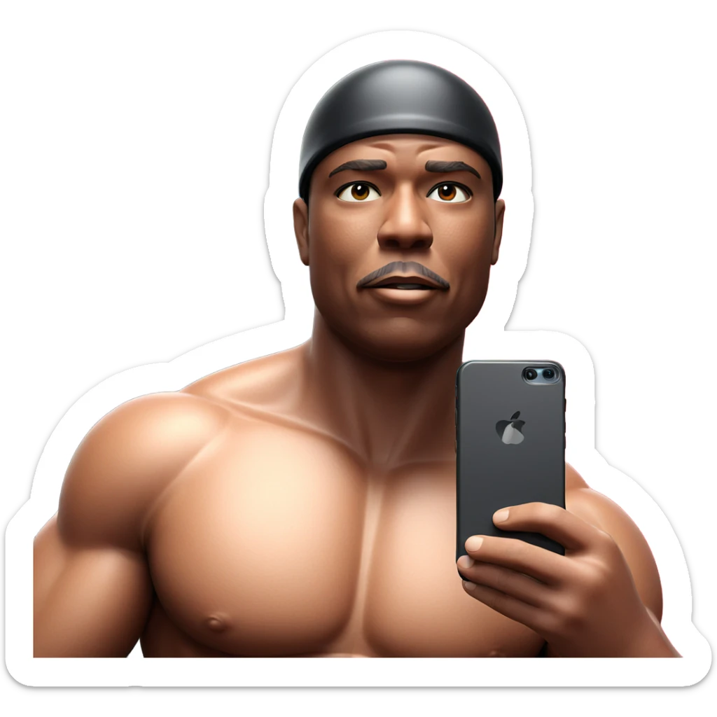 manly selfie with helmet sticker