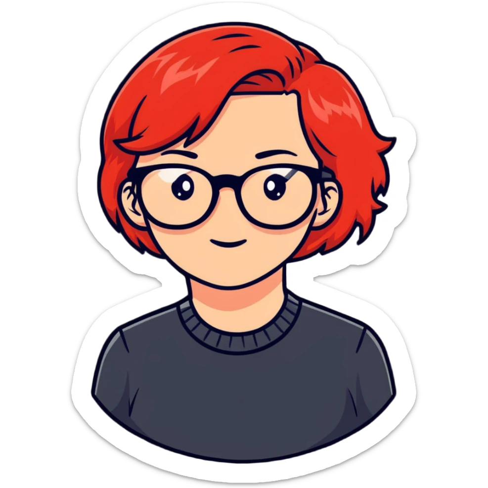 woman with glasses and fiery red hair sticker