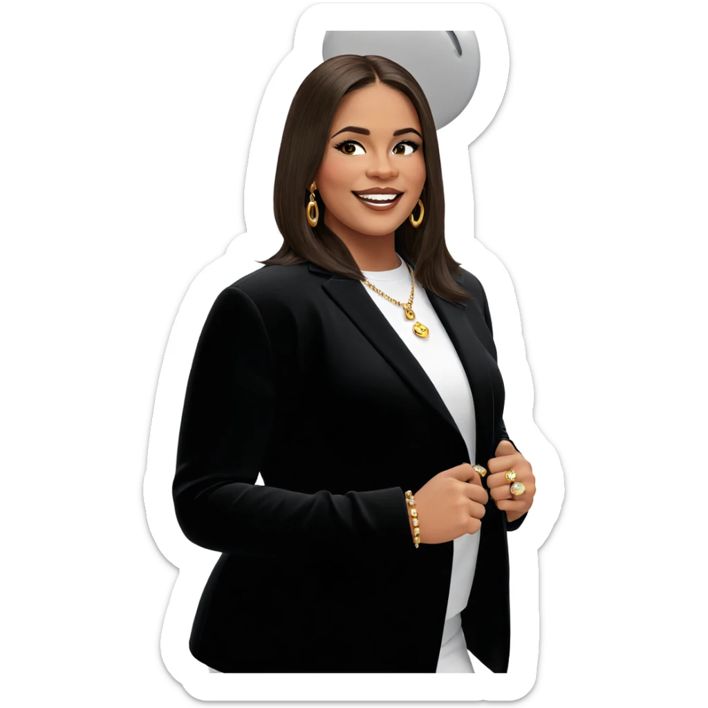 smiling girl with jewelry sticker