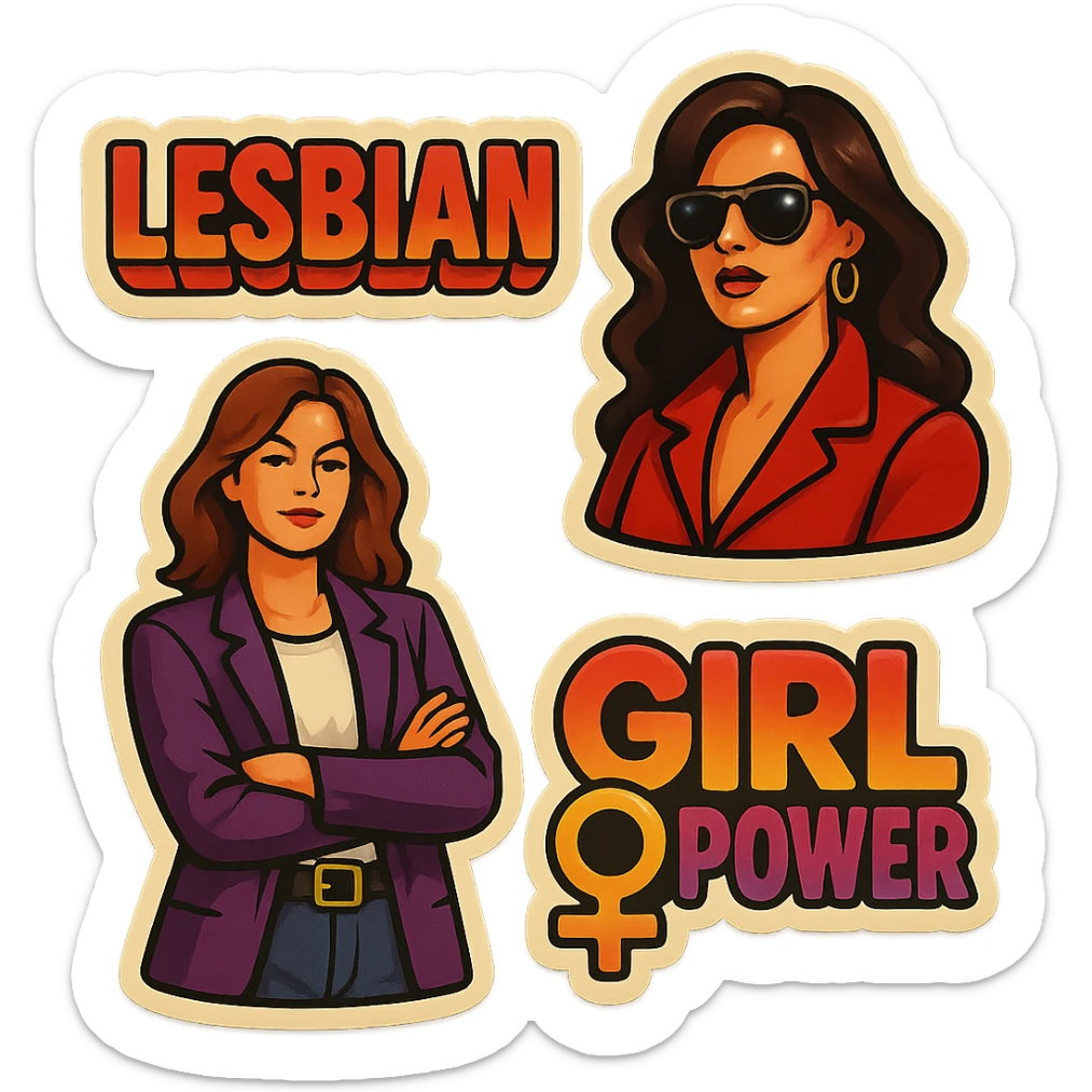 lesbian sticker pack - women who made it for women who love women - bossy dominative style, mood: bold sticker