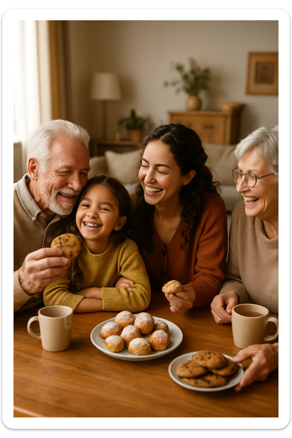 famiglia unita che dà amore e riceve amore e mangiano insieme dolci felici. realistiche sticker