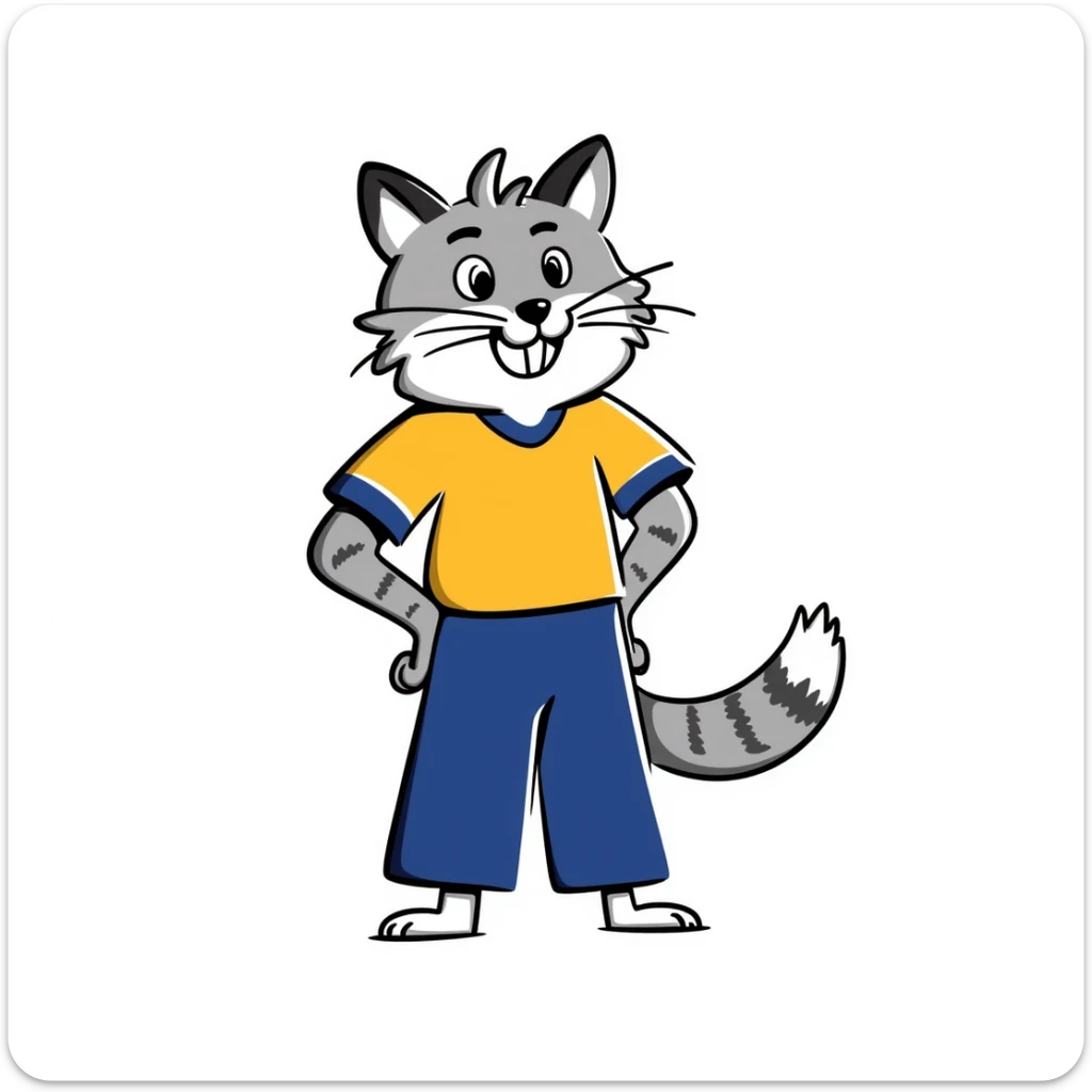 Roary the Wildcat, a friendly wildcat mascot with a big smile, blue and gold colors sticker