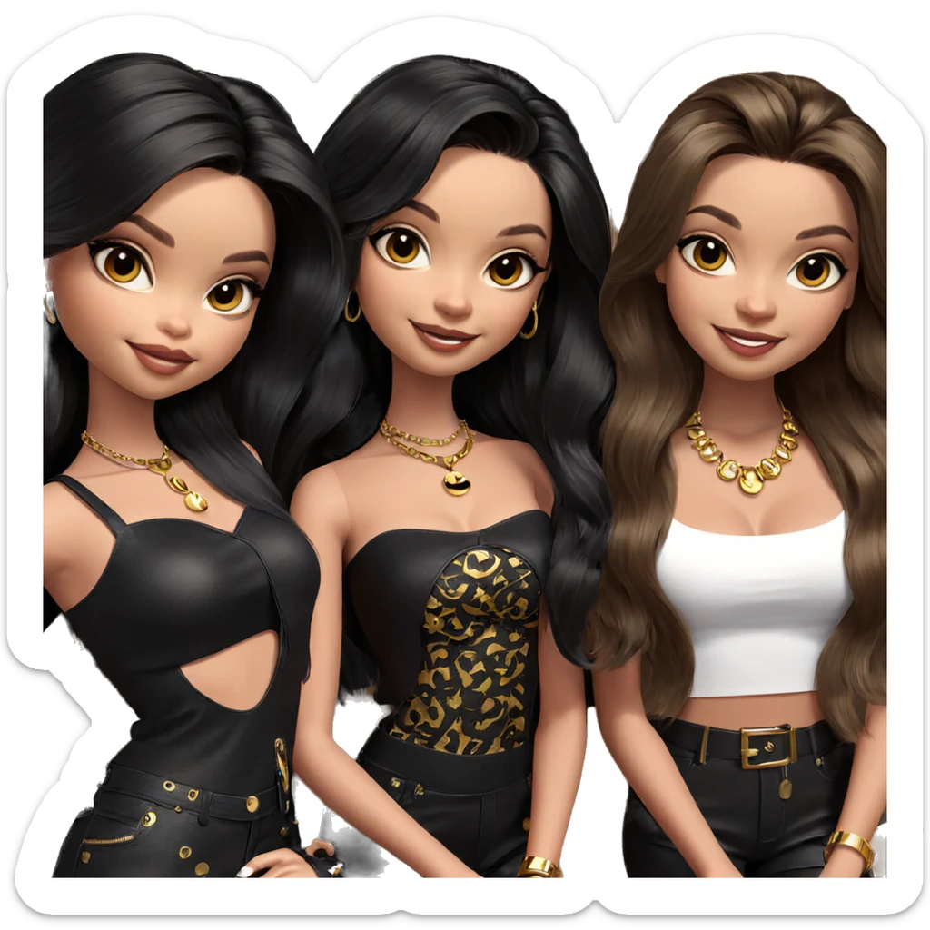 smiling girls with stylish accessories sticker