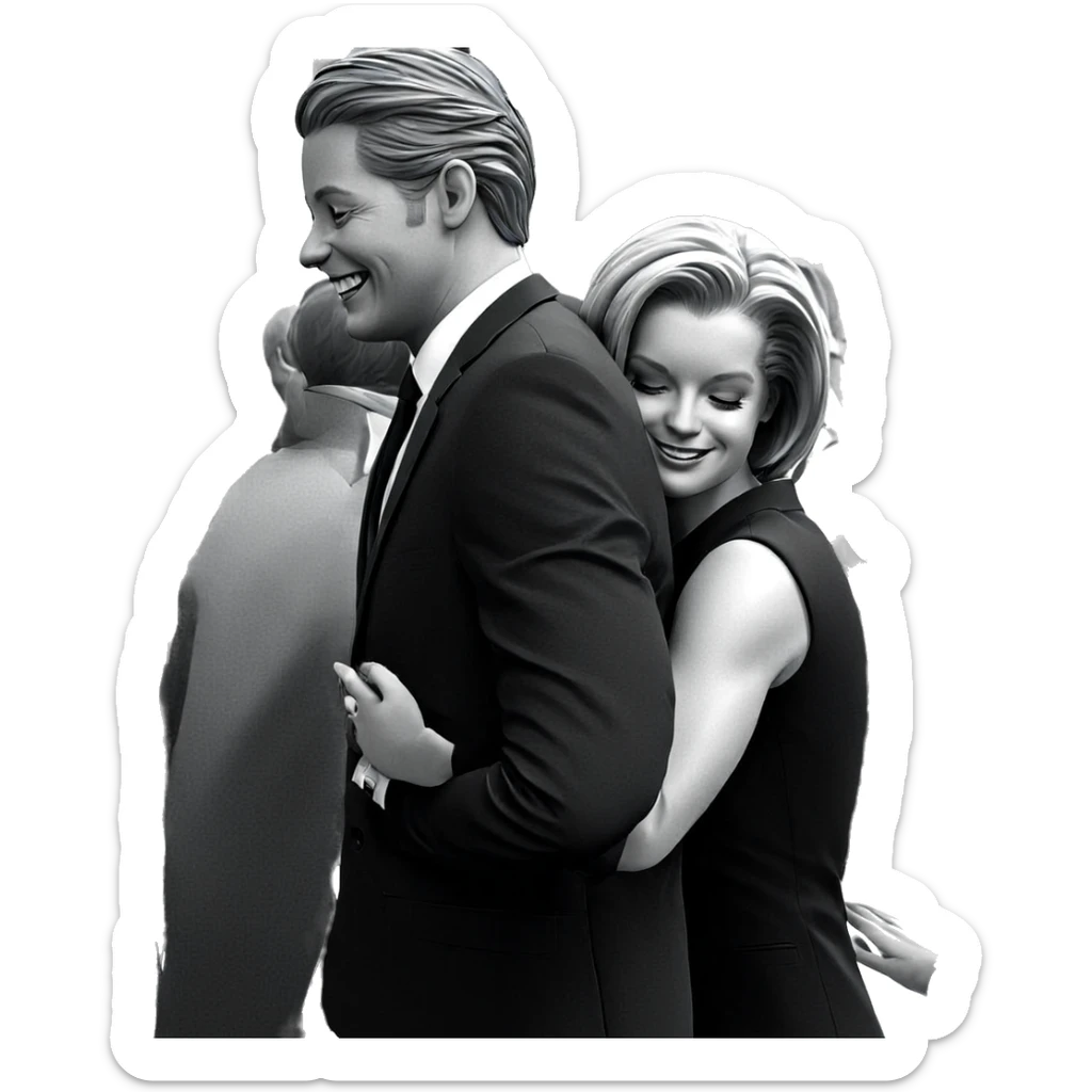 smiling girl in monochrome suit sticker