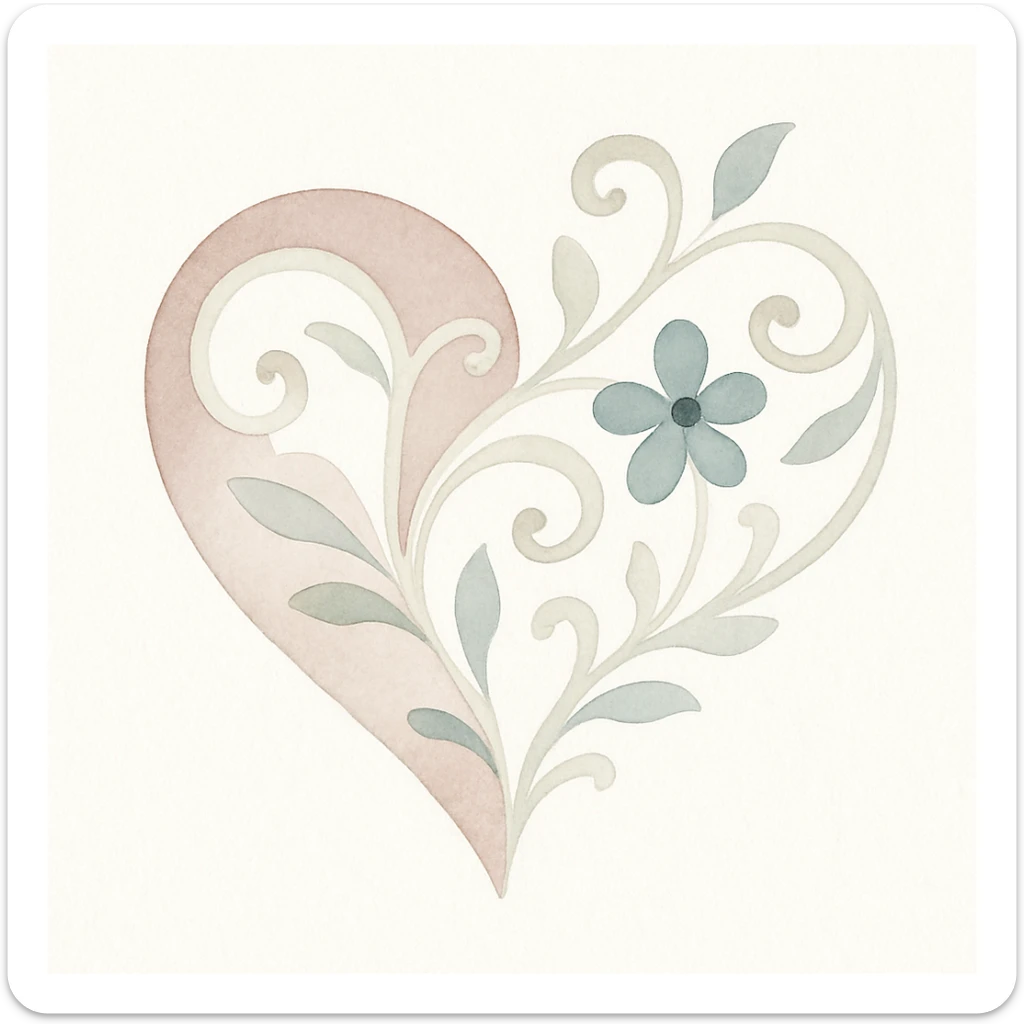 ultra detailed illustration of a heart with a floral filigree sticker
