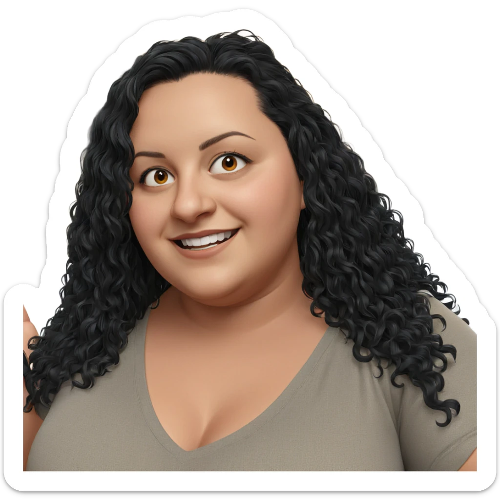 smiling girl with black hair sticker